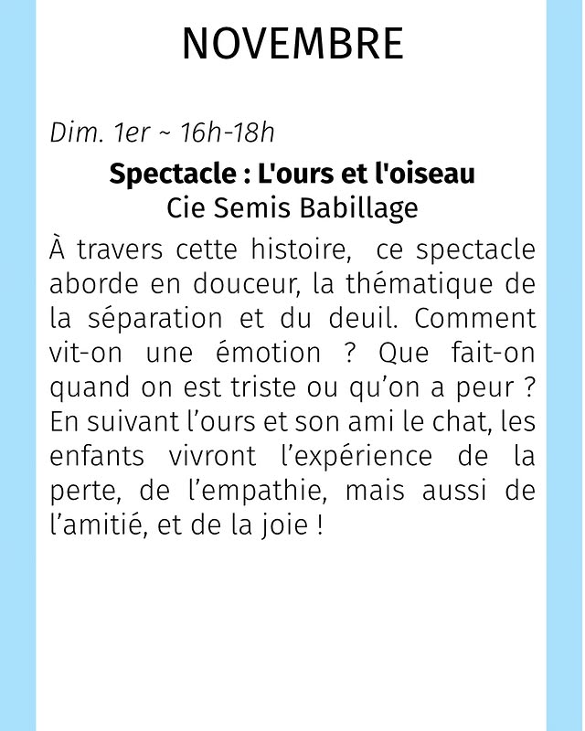 Spectacle : L'ours et l'oiseau — Cie Semis Babillage