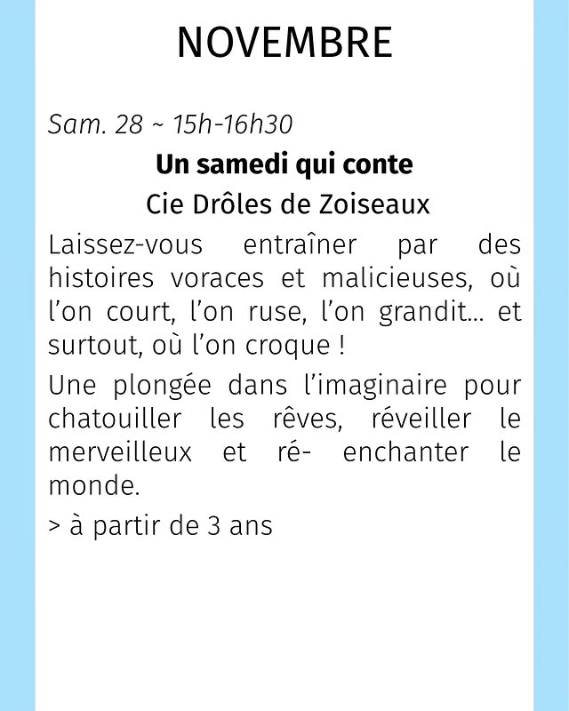 Un samedi qui conte — Cie Drôles de Zoiseaux