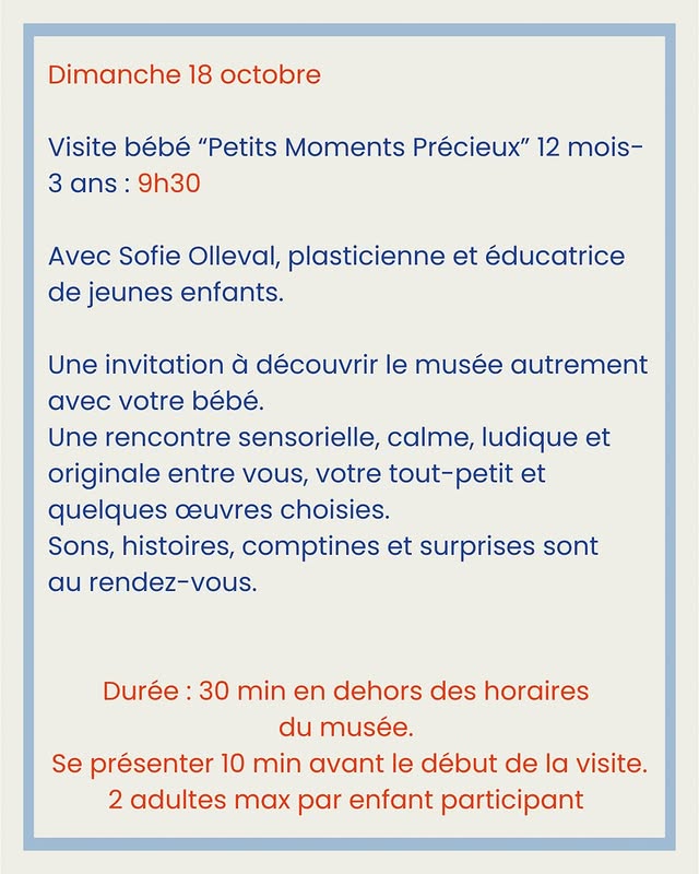 Visite bébé « Petits Moments Précieux » — dimanche