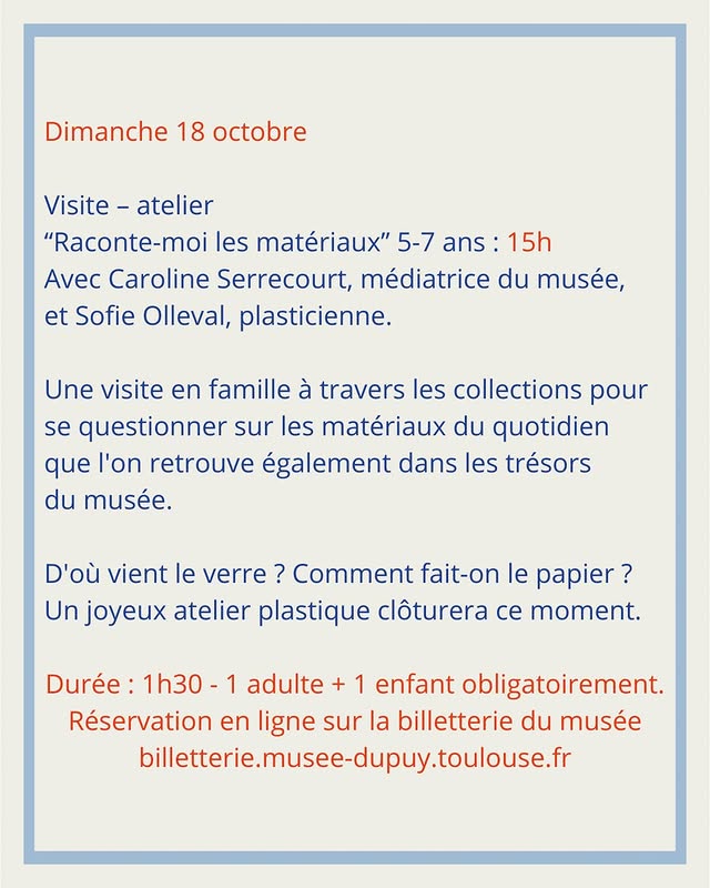 Visite-atelier « Raconte-moi les matériaux » — dimanche